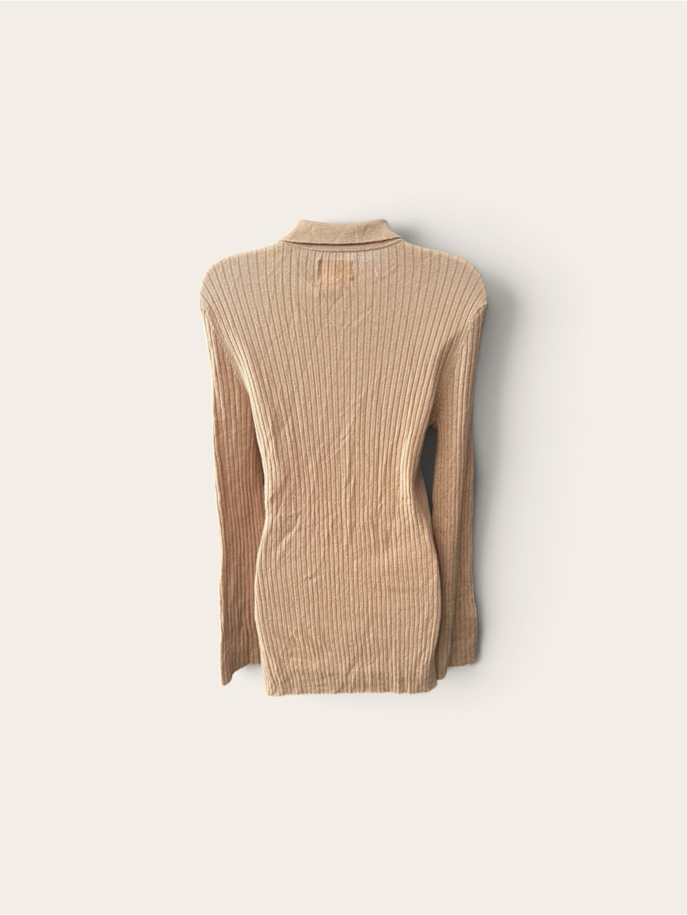 Loulou Studio Ribbed Button-Front Cardigan in Camel - Picture 3 of 8